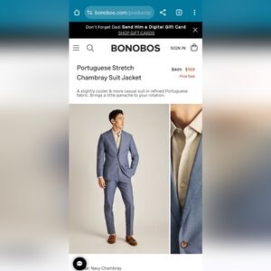 Bonobos Portuguese chambray stretch suit jacket